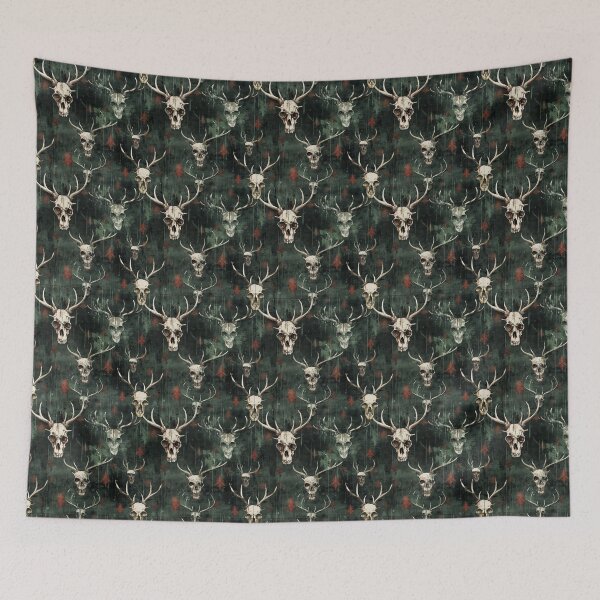 Item preview, Deer Skull Antler Repeat Pattern Dark Woodland Gothic Halloween designed and sold by JRRTs.