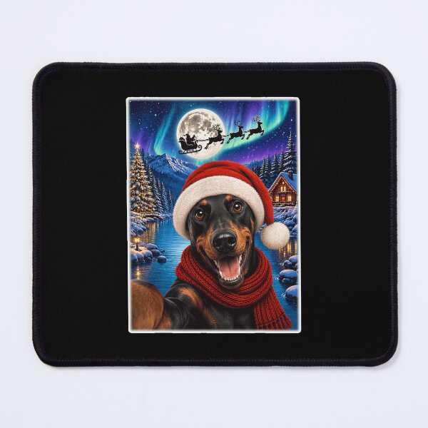 Item preview, Doberman Dog Christmas Selfie Moon Night Santa Sleigh designed and sold by Chaya Reid.