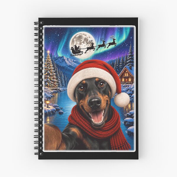 Item preview, Doberman Dog Christmas Selfie Moon Night Santa Sleigh designed and sold by Chaya Reid.