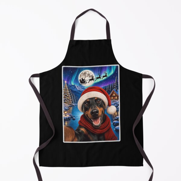 Item preview, Doberman Dog Christmas Selfie Moon Night Santa Sleigh designed and sold by Chaya Reid.