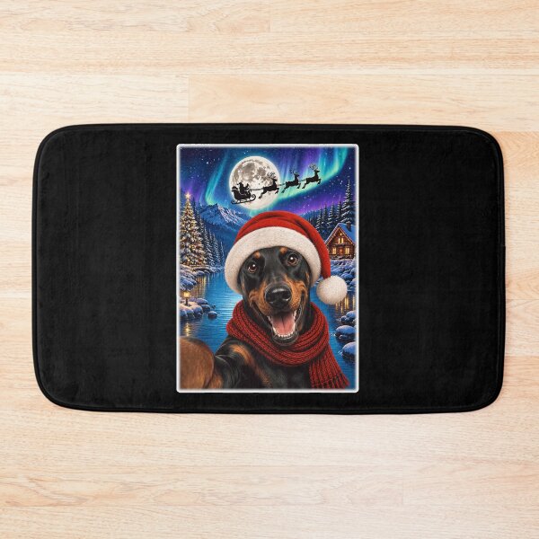 Item preview, Doberman Dog Christmas Selfie Moon Night Santa Sleigh designed and sold by Chaya Reid.