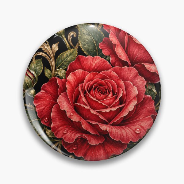 Item preview, Elegant Red Roses with Ornamental Botanical Details. designed and sold by MissYouONLY.