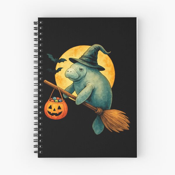 Item preview, Manatee Witch Broom Pumpkin Bucket Dark Gray designed and sold by Byhergawaa.