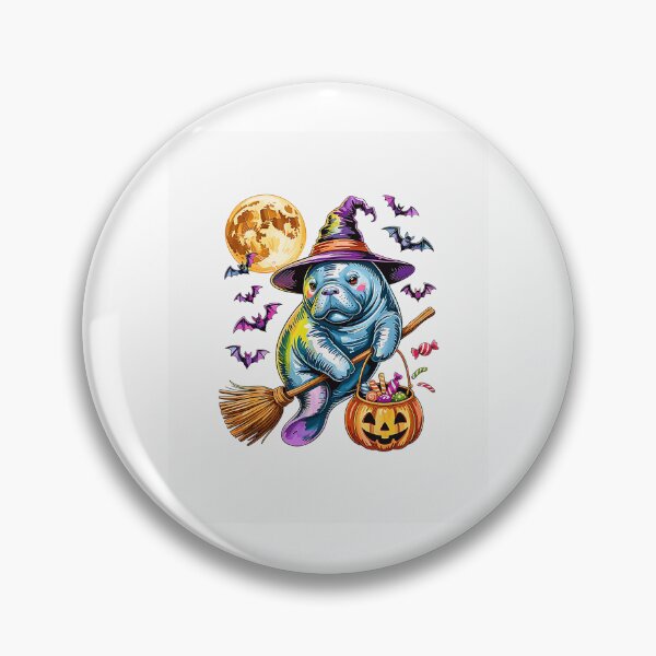Item preview, Manatee Witch Broom Pumpkin Bucket Dark Gray designed and sold by Byhergawaa.