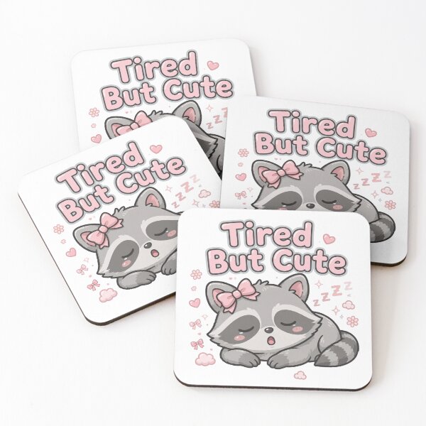 Item preview, Tired But Cute Sleepy Raccoon Pink Bow Coquette Sticker designed and sold by StyxIND.