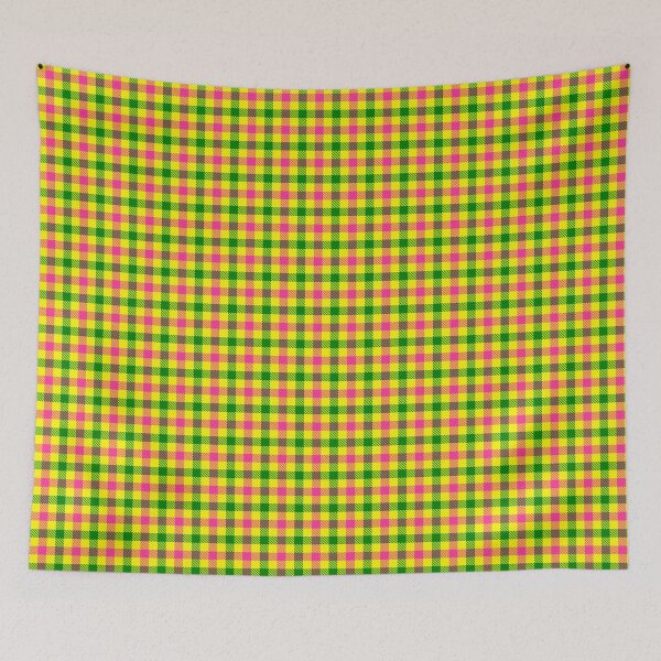 Item preview, Pink And Green On Yellow Gingham Check   designed and sold by PatternTitan.