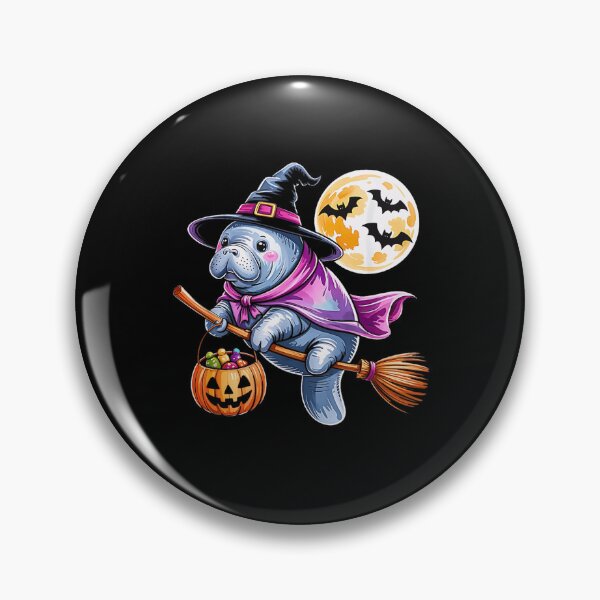 Item preview, Manatee Witch Broom Pumpkin Bucket Dark Gray designed and sold by Byhergawaa.