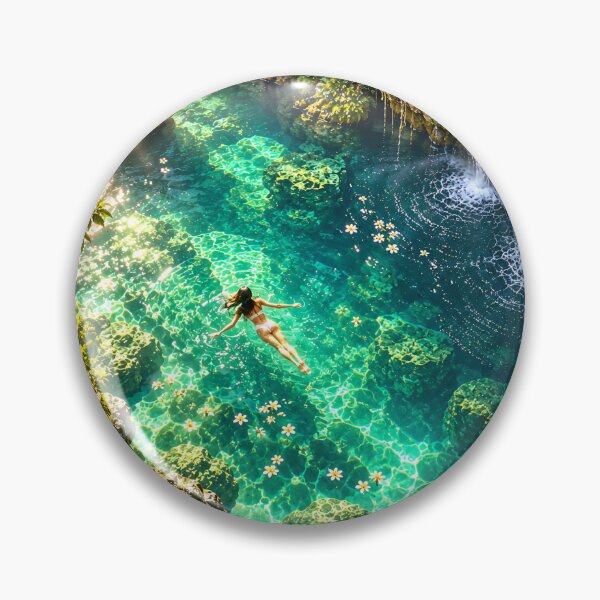 Item preview, Tropical Waterfall Cenote Turquoise Pool Jungle Wall Art designed and sold by IRON SIREN.