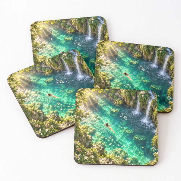 Item preview, Tropical Waterfall Cenote Turquoise Pool Jungle Wall Art designed and sold by IRON SIREN.