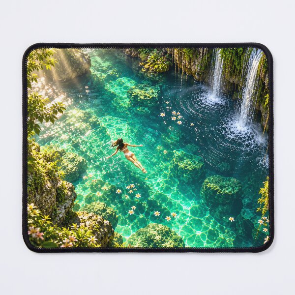 Item preview, Tropical Waterfall Cenote Turquoise Pool Jungle Wall Art designed and sold by IRON SIREN.