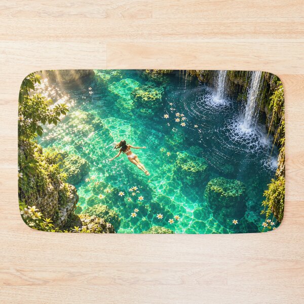 Item preview, Tropical Waterfall Cenote Turquoise Pool Jungle Wall Art designed and sold by IRON SIREN.