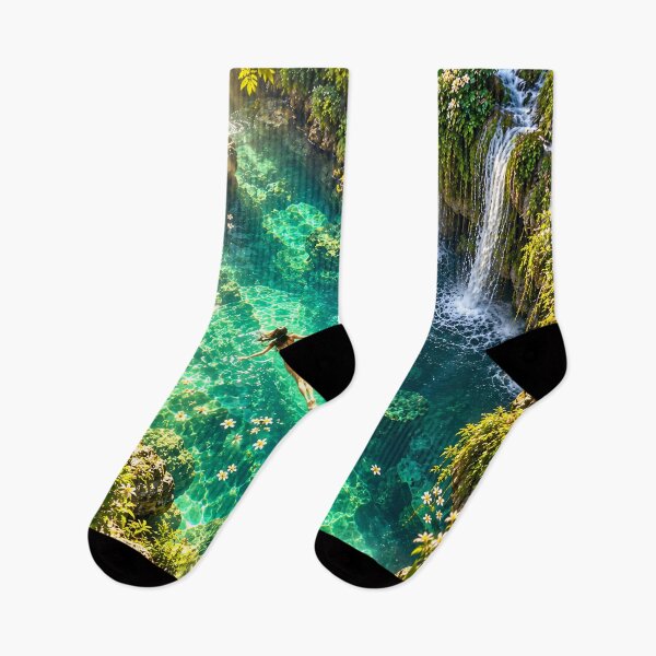 Item preview, Tropical Waterfall Cenote Turquoise Pool Jungle Wall Art designed and sold by IRON SIREN.