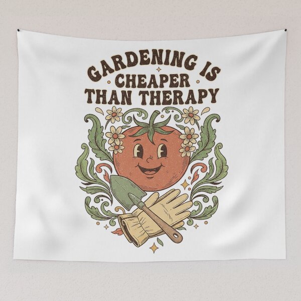 Item preview, Gardening Is Cheaper Than Therapy Vintage Tomato Ornate Floral Design designed and sold by cannsuh.