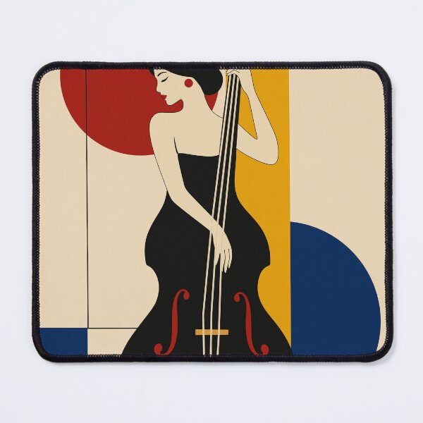Item preview, Woman Double Bass Art Print, Female Bassist Print, Bauhaus Music Art, Jazz Musician Decor, Double Bass Player Gift, Mid Century Modern Print designed and sold by Studio pod Burom.