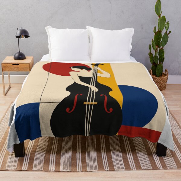 Artikelvorschau, Kunstdruck „Frau mit Kontrabass“, Bassistin-Kunst, Bauhaus-Musikkunst, Jazzmusiker-Dekoration, Geschenk für Kontrabassisten, Mid-Century-Modern-Druck entworfen und verkauft von Studio pod Burom.