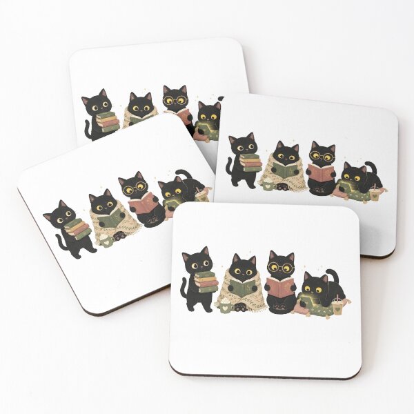 Item preview, Cozy Black Cats Reading Books Coffee Bookworm Graphic designed and sold by missrainartshop.