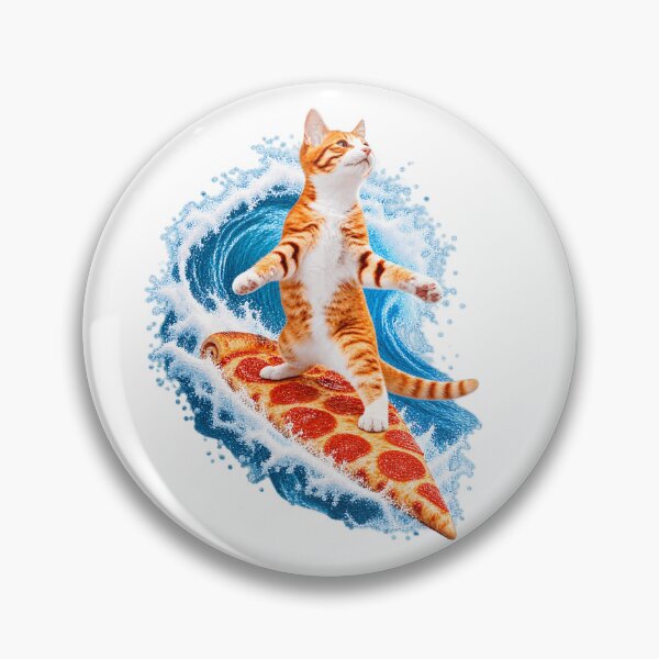 Item preview, Cat Surfing On Pizza Slice designed and sold by fusedtees.