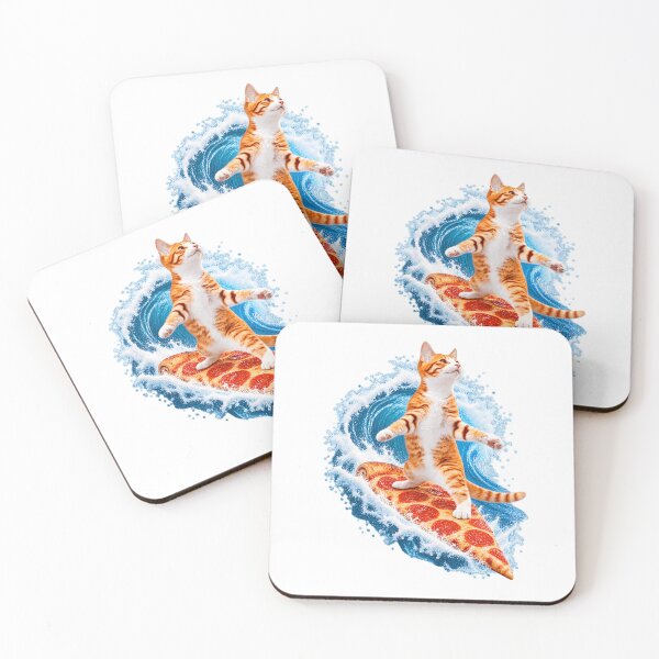 Item preview, Cat Surfing On Pizza Slice designed and sold by fusedtees.