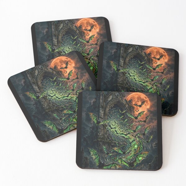 Item preview, Cyberpunk Bats Swarming a Haunted Gothic Cathedral designed and sold by Skolyak.