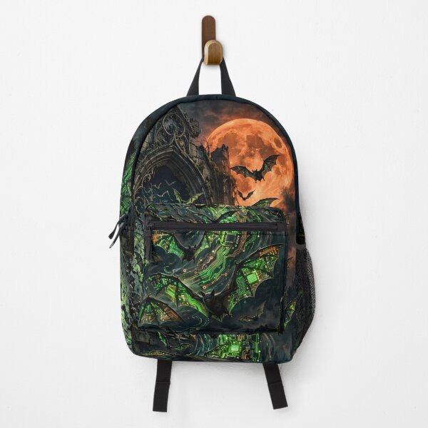 Item preview, Cyberpunk Bats Swarming a Haunted Gothic Cathedral designed and sold by Skolyak.