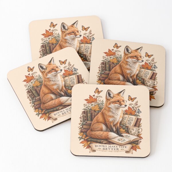 Item preview, Books Make Life Better – Vintage Fox Reading Illustration designed and sold by NovaNest  Studio.