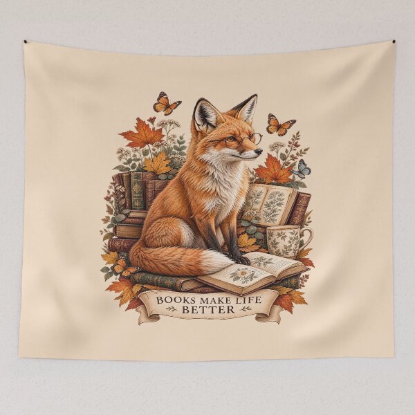 Item preview, Books Make Life Better – Vintage Fox Reading Illustration designed and sold by NovaNest  Studio.