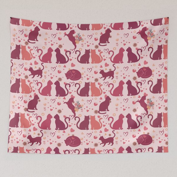 Item preview, Cute Pink Cats Hearts Valentine Seamless Pattern designed and sold by prapapon.