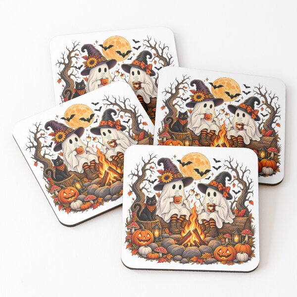 Item preview, Cute Halloween Ghosts Camping by Campfire – Cozy Spooky Fall Night designed and sold by Rtcraftani.