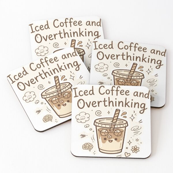 Item preview, Iced Coffee And Overthinking Kawaii Coffee Lover Sticker designed and sold by StyxIND.