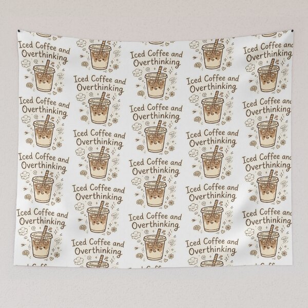 Item preview, Iced Coffee And Overthinking Kawaii Coffee Lover Sticker designed and sold by StyxIND.