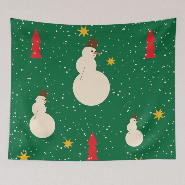 Item preview, Green Christmas Snowman Pattern designed and sold by photossmirnov.