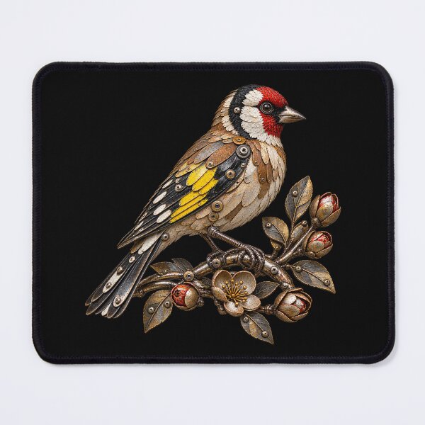 Item preview, Goldfinch Scrap Metal Bird Sculpture on Floral Branch designed and sold by Emoji Emblems.