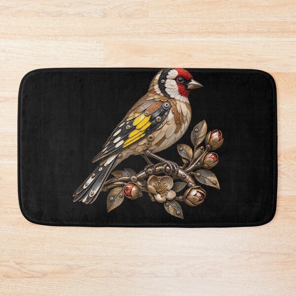 Item preview, Goldfinch Scrap Metal Bird Sculpture on Floral Branch designed and sold by Emoji Emblems.