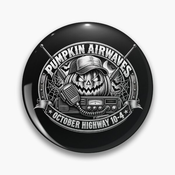 Item preview, Pumpkin Airwaves October Highway 10-4 - Black and White CB Radio Trucker Art designed and sold by NomadForge.