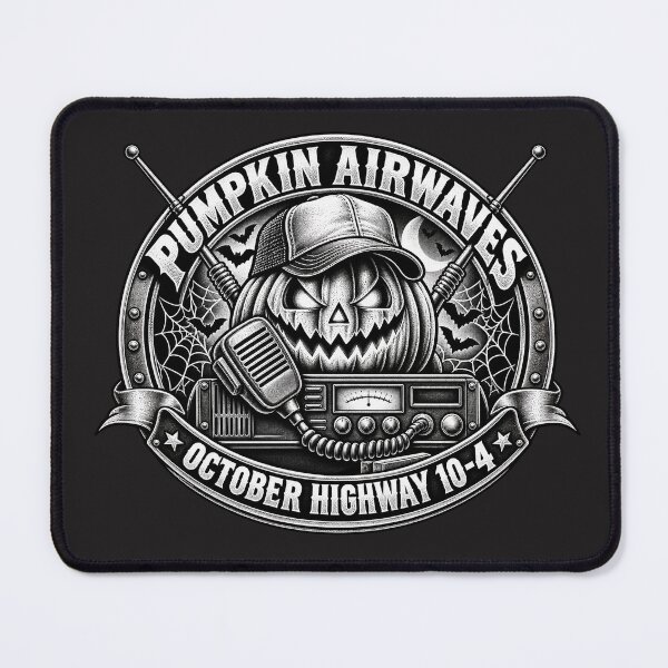 Item preview, Pumpkin Airwaves October Highway 10-4 - Black and White CB Radio Trucker Art designed and sold by NomadForge.