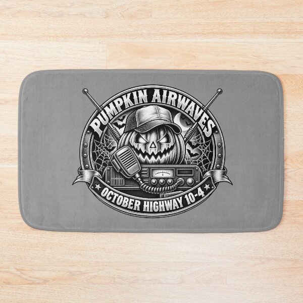 Item preview, Pumpkin Airwaves October Highway 10-4 - Black and White CB Radio Trucker Art designed and sold by NomadForge.