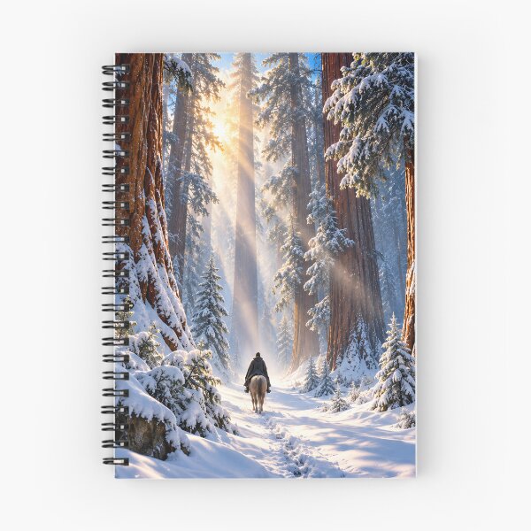 Item preview, Snowy Redwood Forest Horse Rider Winter Wilderness Wall Art designed and sold by IRON SIREN.