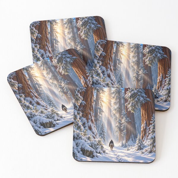 Item preview, Snowy Redwood Forest Horse Rider Winter Wilderness Wall Art designed and sold by IRON SIREN.