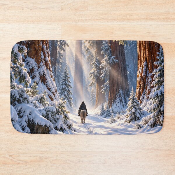 Item preview, Snowy Redwood Forest Horse Rider Winter Wilderness Wall Art designed and sold by IRON SIREN.