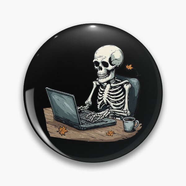 Item preview, Skeleton Typing - Funny Autumn Office Worker Halloween Laptop Art designed and sold by emiliacreations.