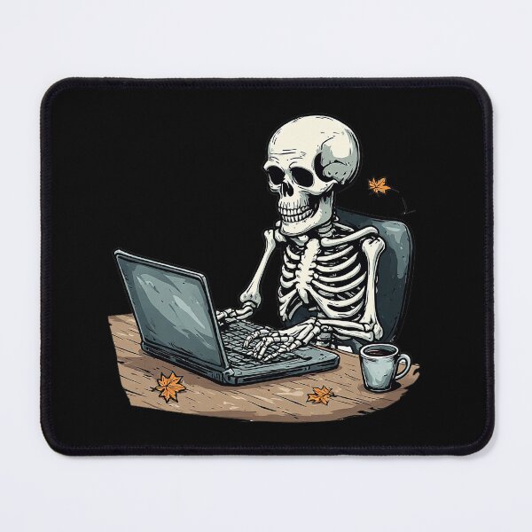 Item preview, Skeleton Typing - Funny Autumn Office Worker Halloween Laptop Art designed and sold by emiliacreations.