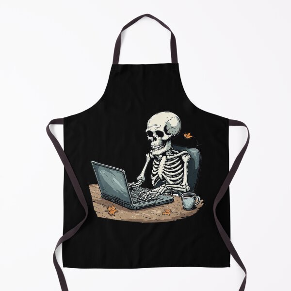 Item preview, Skeleton Typing - Funny Autumn Office Worker Halloween Laptop Art designed and sold by emiliacreations.