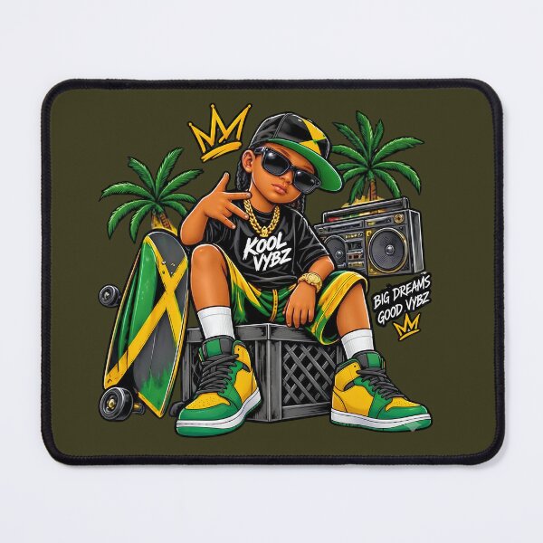 Item preview, Kool Vybz Big Dreams Jamaica Streetwear Kid with Boombox and Skateboard designed and sold by digitalbob60.