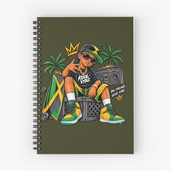 Item preview, Kool Vybz Big Dreams Jamaica Streetwear Kid with Boombox and Skateboard designed and sold by digitalbob60.