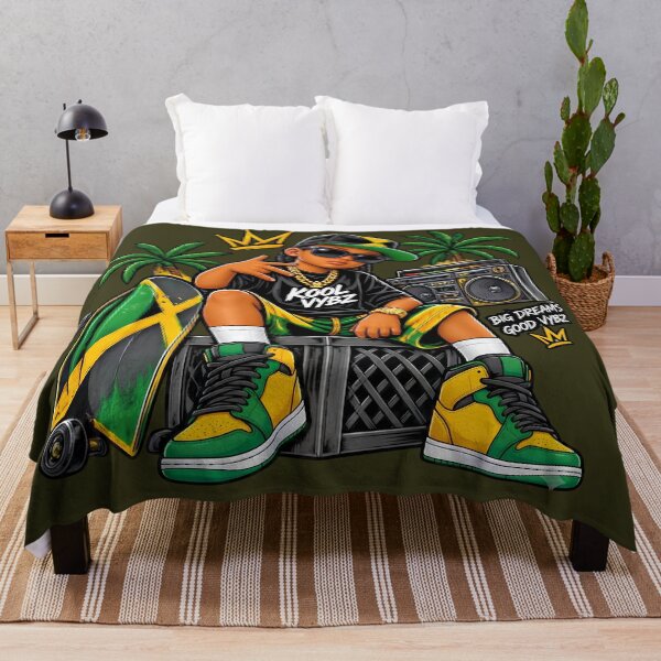 Item preview, Kool Vybz Big Dreams Jamaica Streetwear Kid with Boombox and Skateboard designed and sold by digitalbob60.