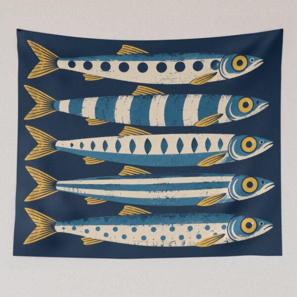 Item preview, Fish swimming in a blue background designed and sold by anytka.