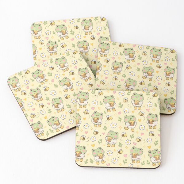 Item preview, Kawaii Frog Honey Pot Pattern designed and sold by Soft Berry Studio.