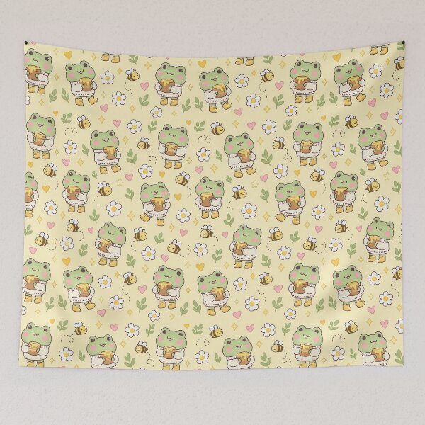 Item preview, Kawaii Frog Honey Pot Pattern designed and sold by Soft Berry Studio.