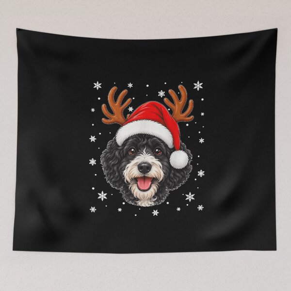 Item preview, Cute Reindeer Horn Santa Portuguese Water Dog Christmas  designed and sold by TiaraHans.