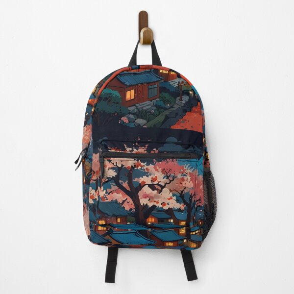 Item preview, Anime Cherry Blossom Village Japanese Landscape designed and sold by Glitchart66.